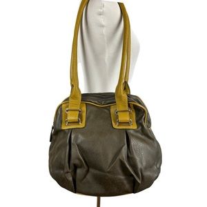 Black Rivet Faux Leather Bag Brown and Yellow